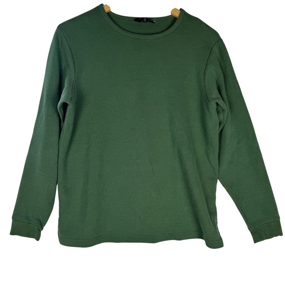 Pajamagram Forest Green Waffle Knit Thermal Long Sleeve Pajama Top SM‎ Outdoorsy